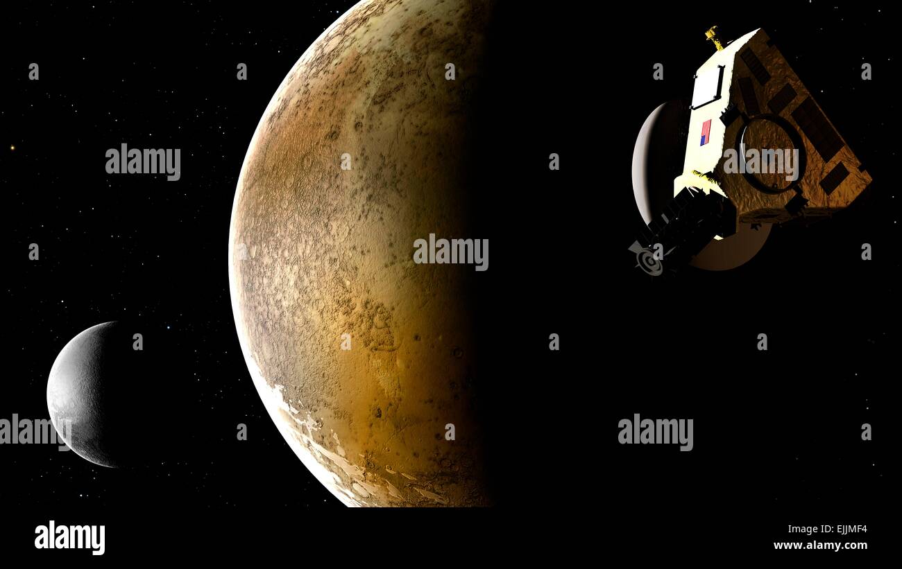 De nouveaux horizons à l'oeuvre de Pluton. De nouveaux horizons lancé depuis la Terre le 19 janvier 2006 et arrivera à Pluton en Juillet Banque D'Images