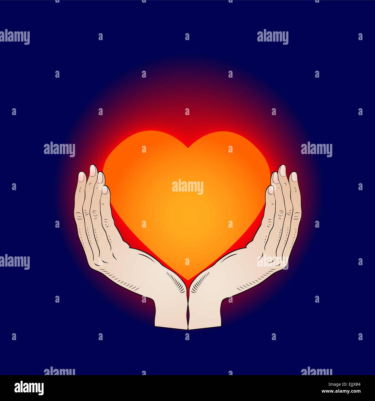 Coeur brillant dans les mains - vector Illustration de Vecteur