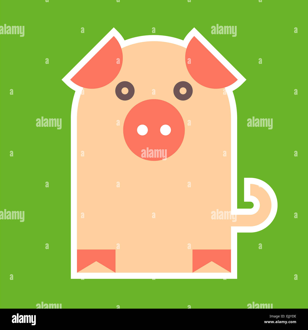 Cochon sur fond vert Banque D'Images