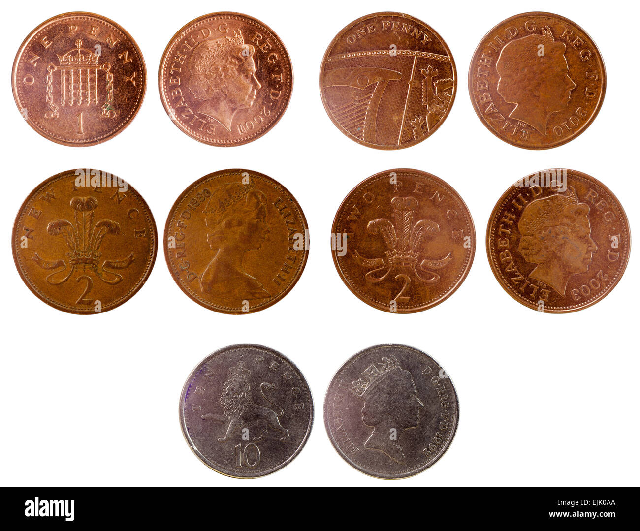 Britannique de différents coins isolé sur fond blanc Banque D'Images