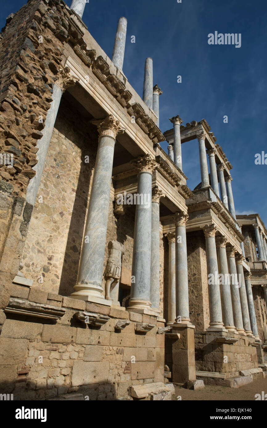 Théâtre romain, situé dans l'ensemble archéologique de Mérida, l'un des plus grands et des plus vastes sites archéologiques en S Banque D'Images