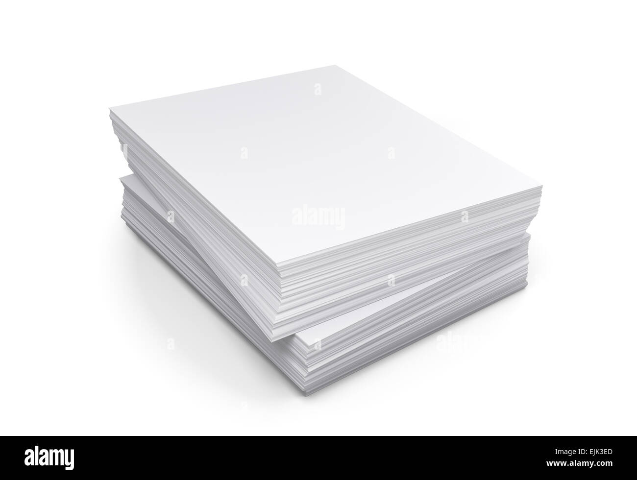 Pile de papiers sur fond blanc, 3d illustration Banque D'Images