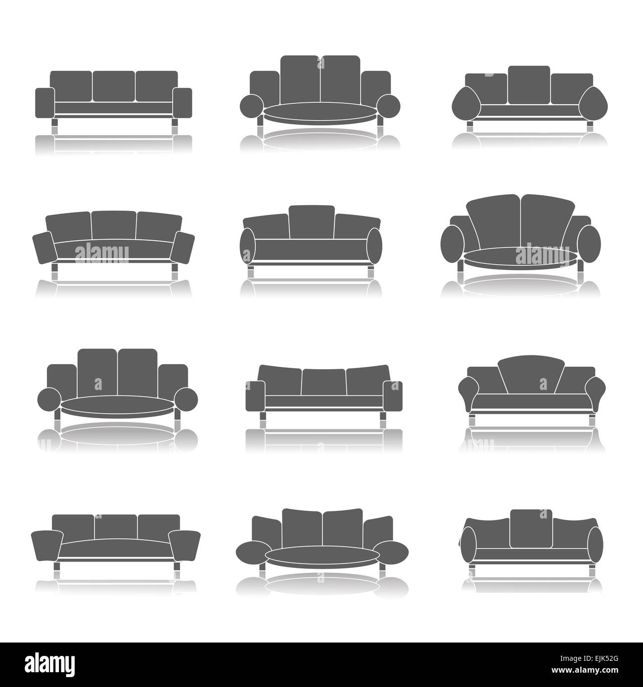 Illustration avec des meubles icons set on a white background Banque D'Images