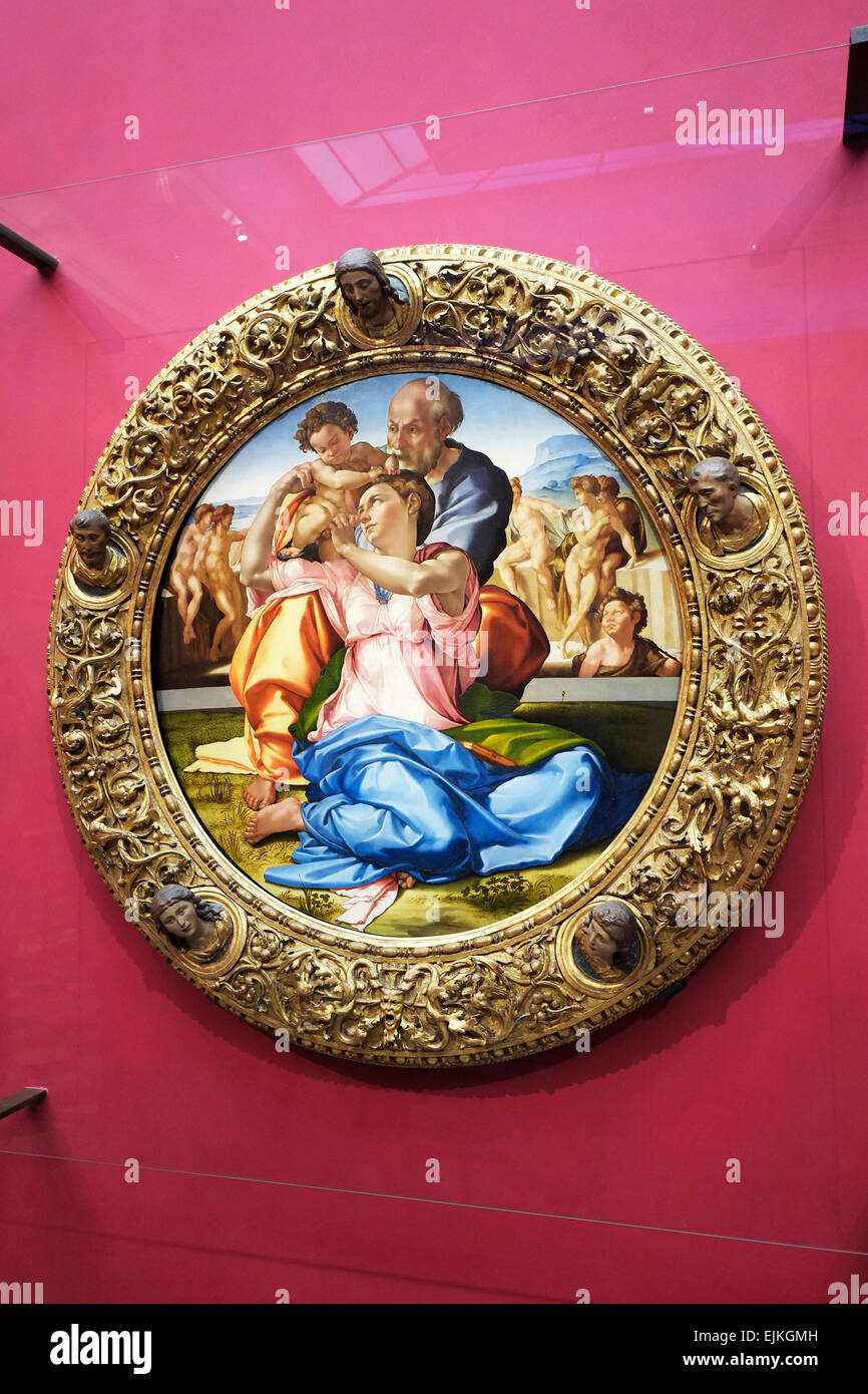 Peinture de la Sainte Famille de MichelAnge Galerie des Offices Florence Italie Renaissance IL