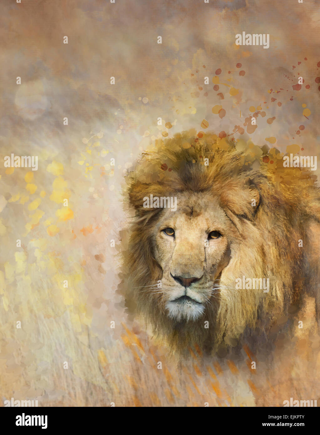 Peinture numérique de l'African Lion Banque D'Images