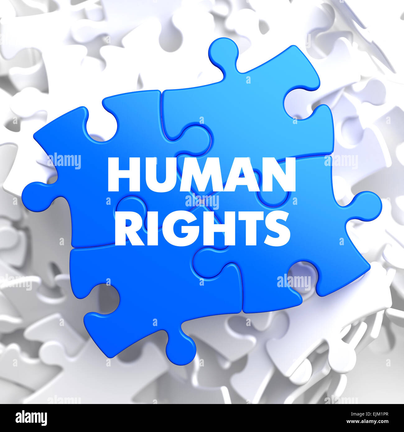 Les droits de l'Homme le puzzle bleu. Banque D'Images