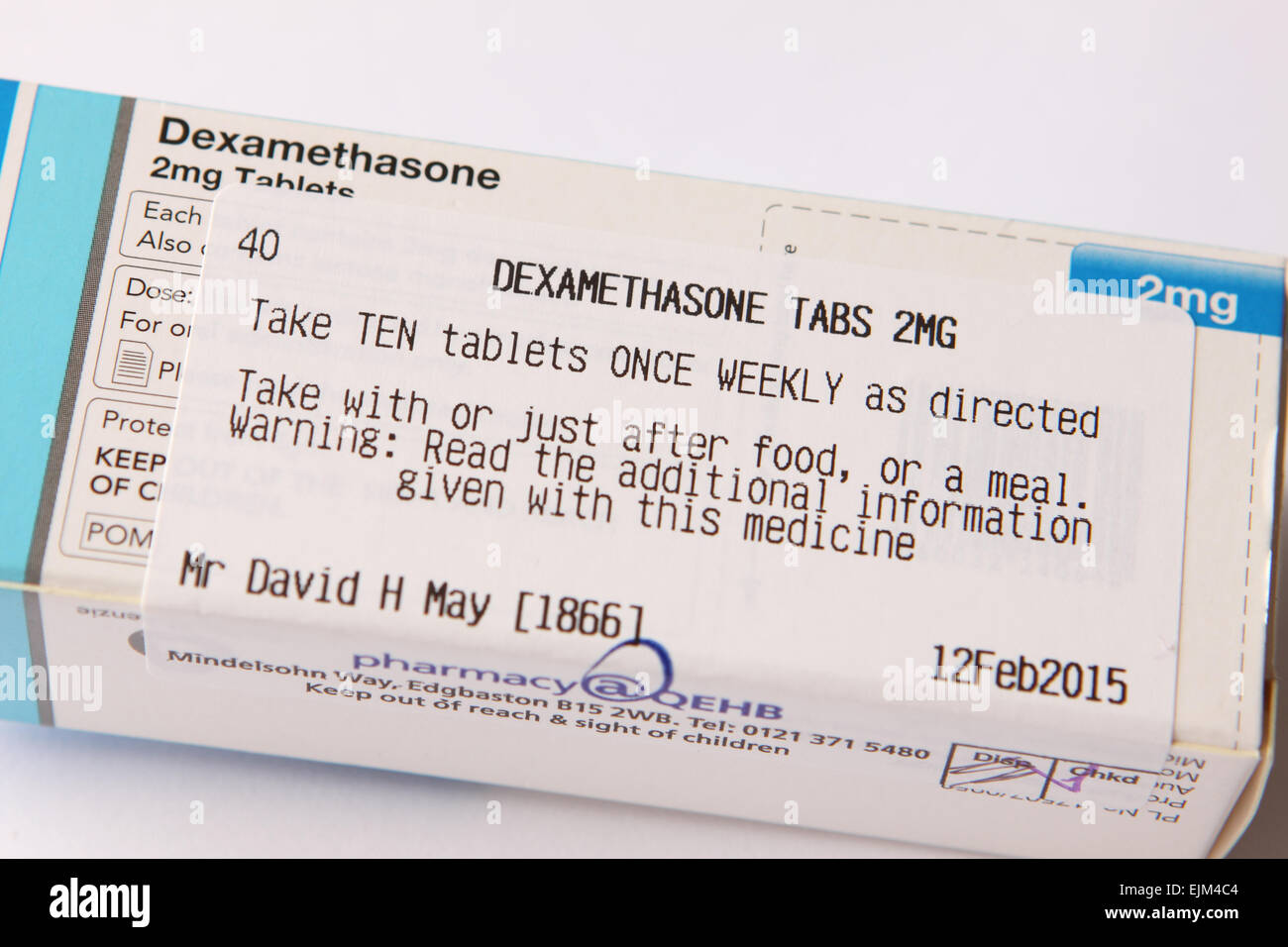 La dexaméthasone comprimé 2mg Paquet médicament prescrit UK Banque D'Images
