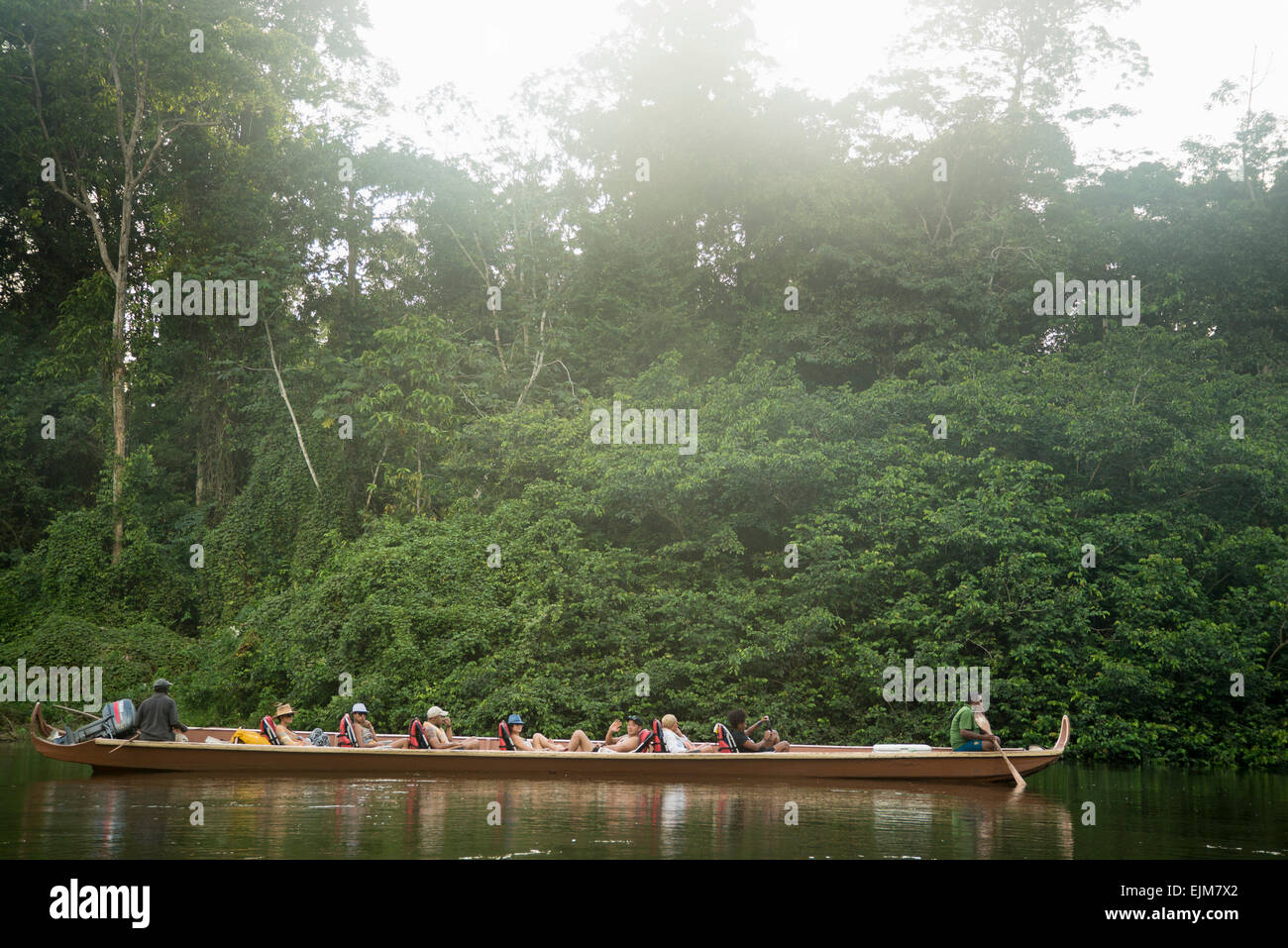 Voyage en bateau sur la rivière, Kabalebo Kabalebo Nature Resort, Suriname Banque D'Images