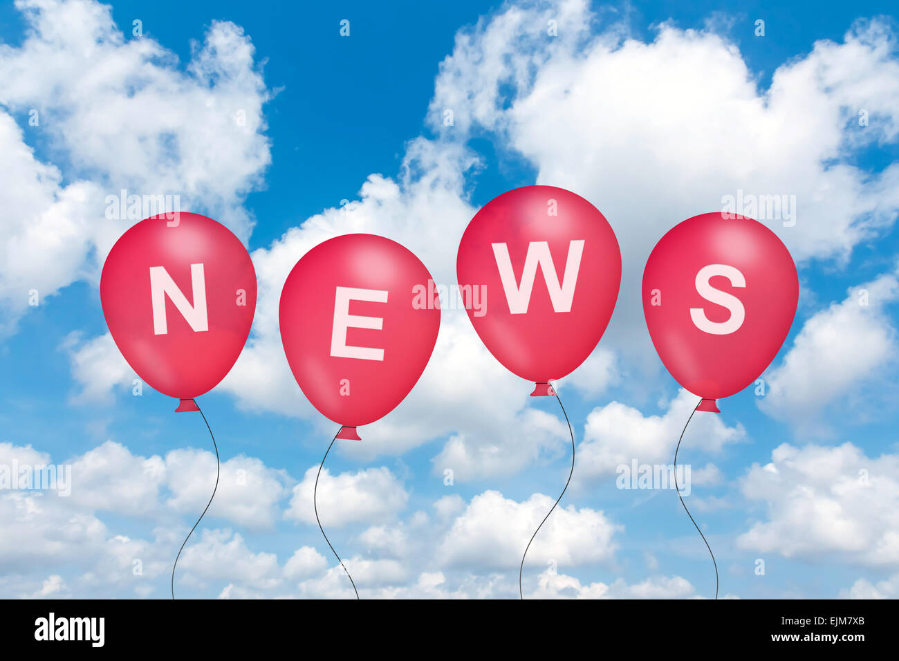 News text sur ballon avec fond de ciel bleu Banque D'Images
