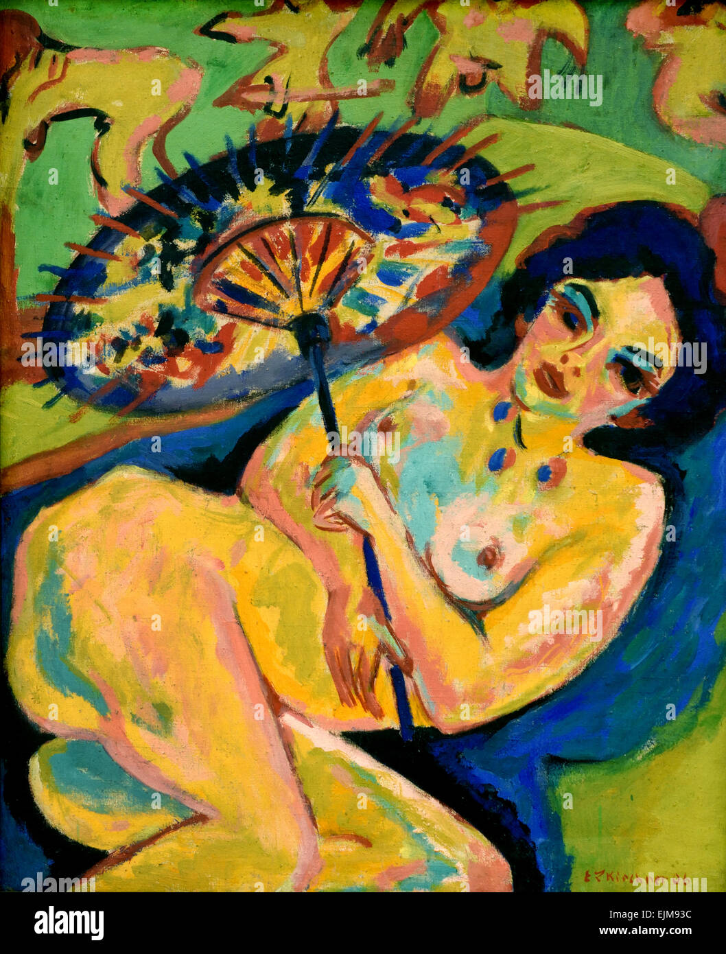 Mädchen unter Japanschirm - fille sous une ombrelle japonaise 1909 Ernst Ludwig Kirchner 1880-1938 Allemagne Allemagne Banque D'Images