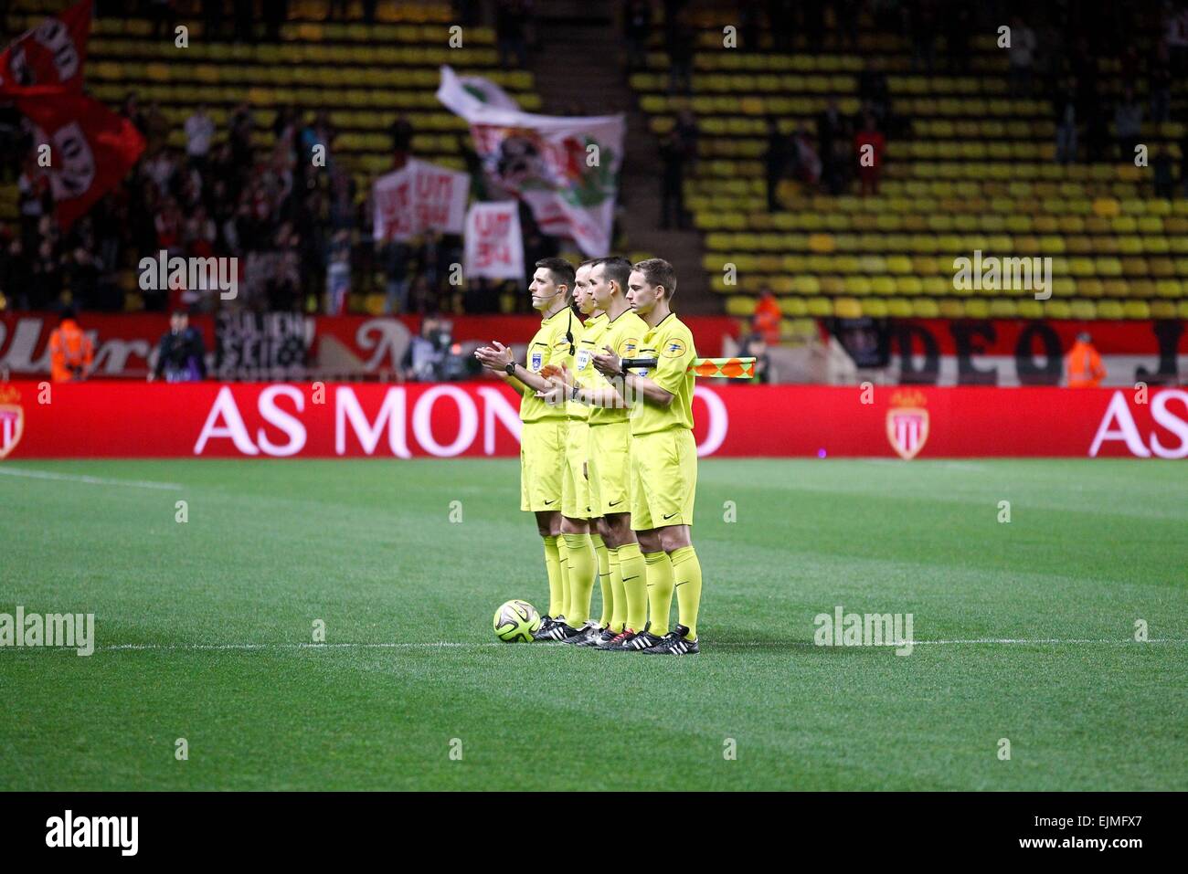 Hommage aux sportifs francais decedes dans l'accident d'helicoptere fr/Argentine Camille Muffat/Alexis Vastine/Florence Arthaud - 13.03.2015 - Monaco/Bastia - 29eme journée de Ligue 1 .Photo : Serge Haouzi/Icon Sport Banque D'Images