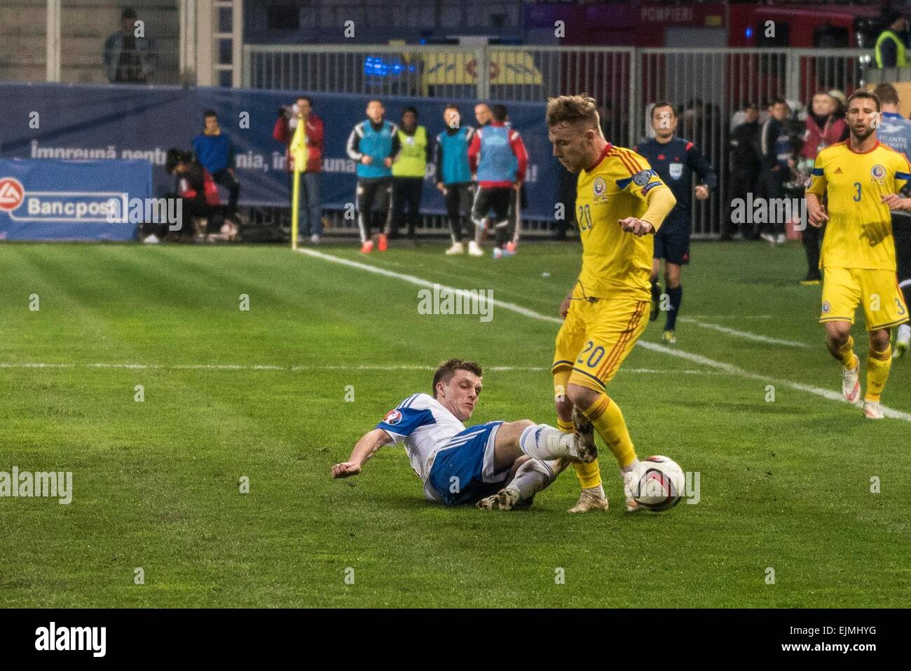 29 mars 2015 : Alexandru Maxim # 20 L'Équipe nationale de Roumanie en action au cours de la 15e ronde de qualification du Championnat d'Europe UEFA match entre l'Équipe nationale de football de la Roumanie (ROU) et l'Équipe nationale de football des îles Féroé (BOF) à ''Ilie Oana'' Stadium, Ploiesti à Ploiesti, Roumanie ROU. Catalin Soare/www.sportaction.ro Banque D'Images