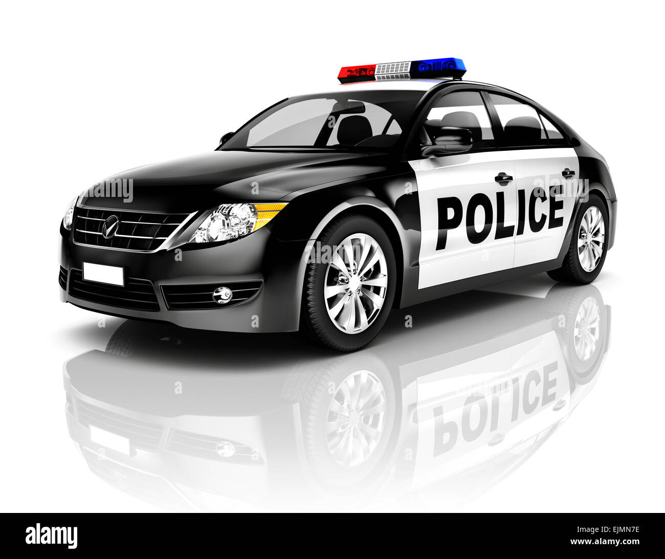 Vue de côté Studio Shot of Black Sedan Voiture de police Banque D'Images