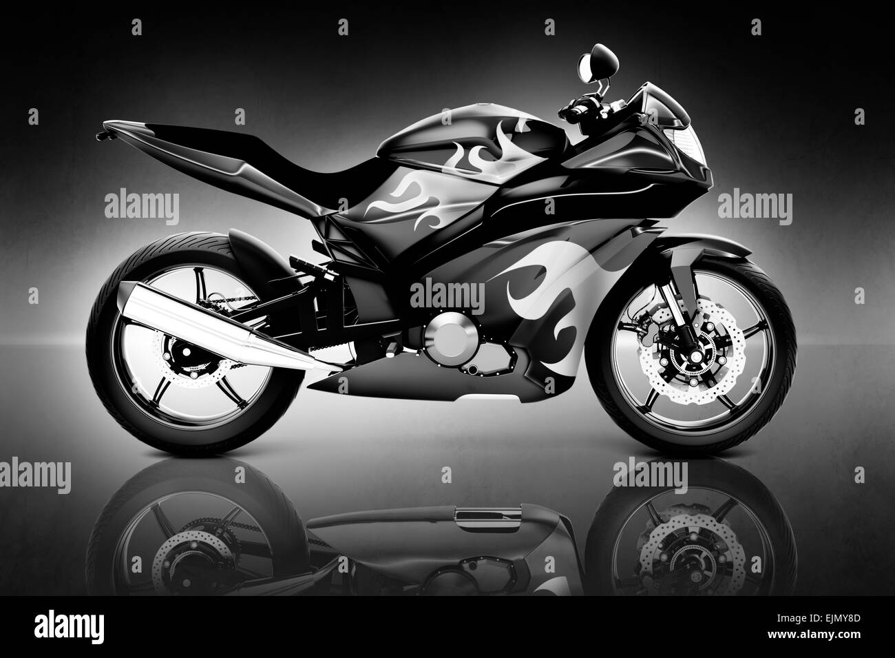 Studio Shot of Cycle moteur noir Banque D'Images