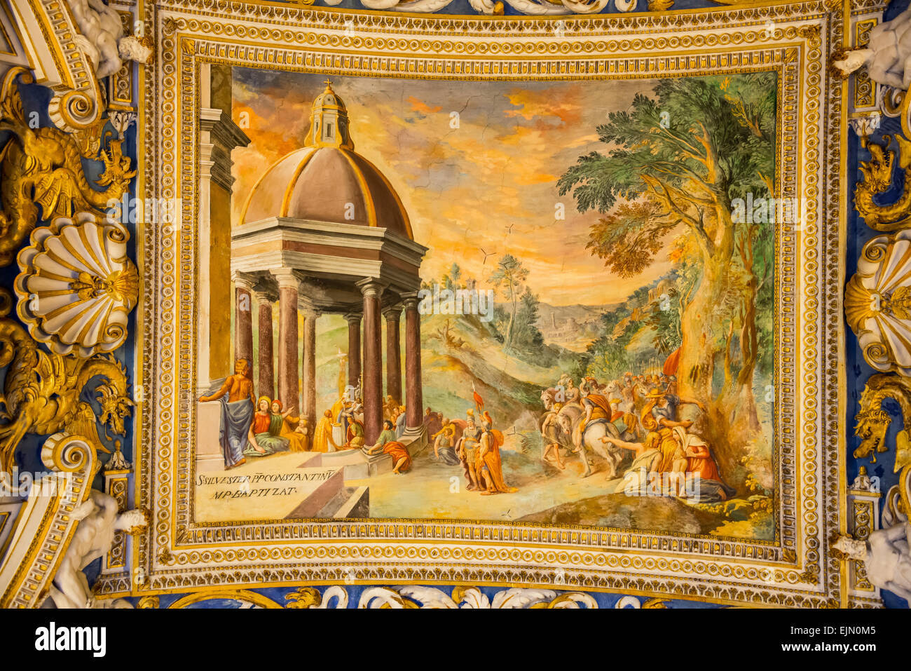 Fresque au plafond, Vatican-Museums, Vatican, Italie Banque D'Images