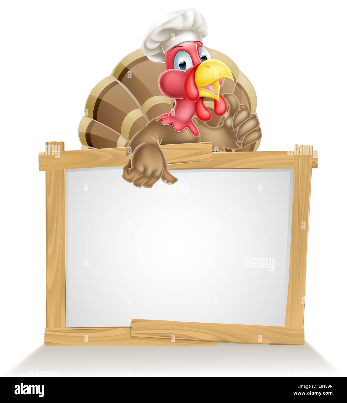 Signe Thanksgiving ou de Noël avec cartoon turquie bird portant un chapeau de chef ou cuisinier Banque D'Images