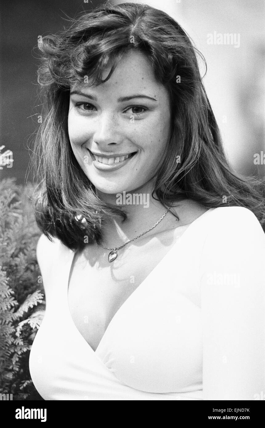 21 ans Nicola Bryant vu ici d'être présentée à la presse en tant que médecin qui est premier adjoint américain. Elle joue 'Perpugilliam Brown péri', un riche Américain jeune étudiant de botanique. 5 Juillet 1983 Banque D'Images