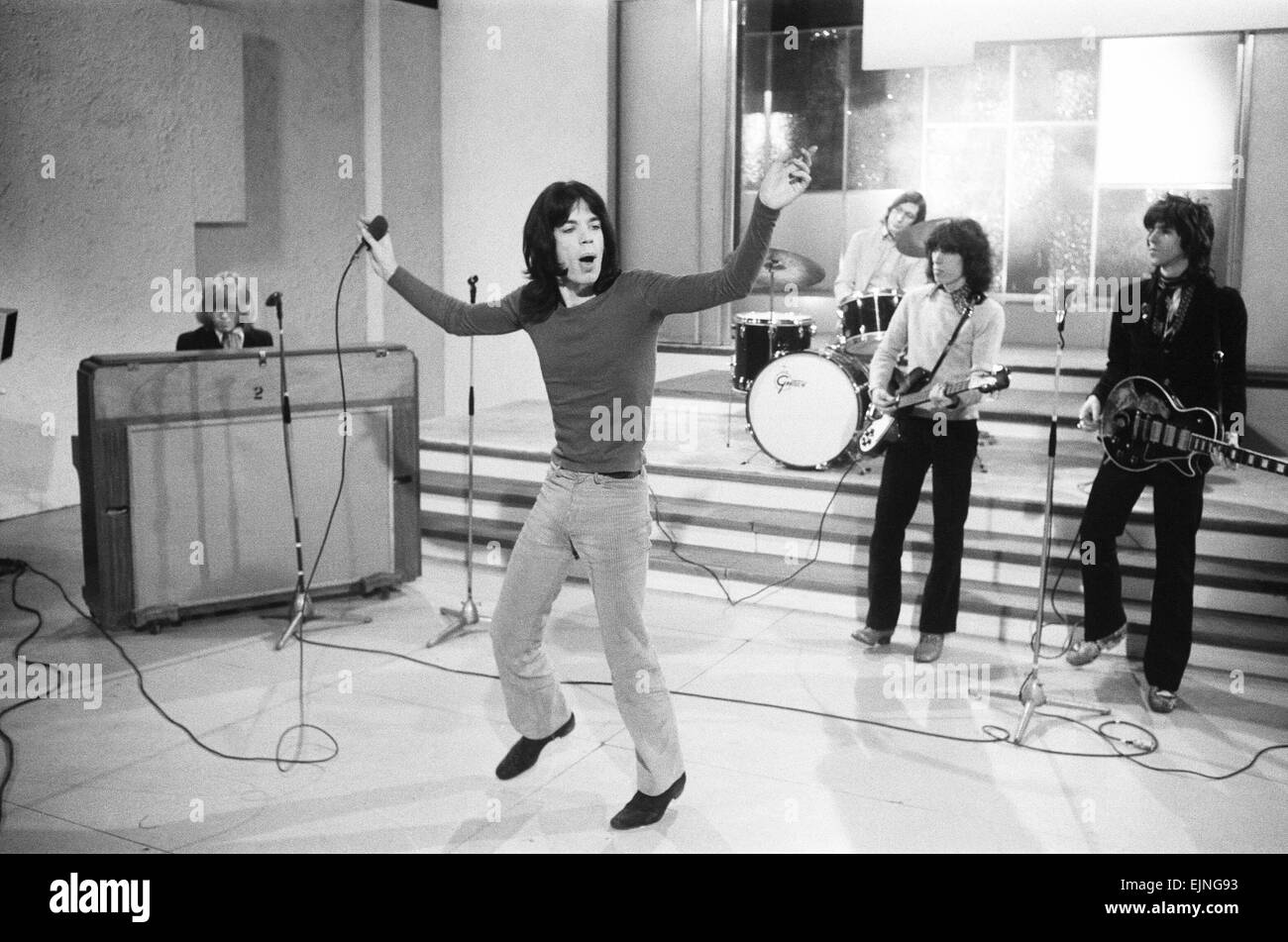 Rolling Stones : le 29 novembre 1968 pendant les répétitions à la Wembley Park Studios pour la bande son apparence sur 'Frost le samedi' Banque D'Images