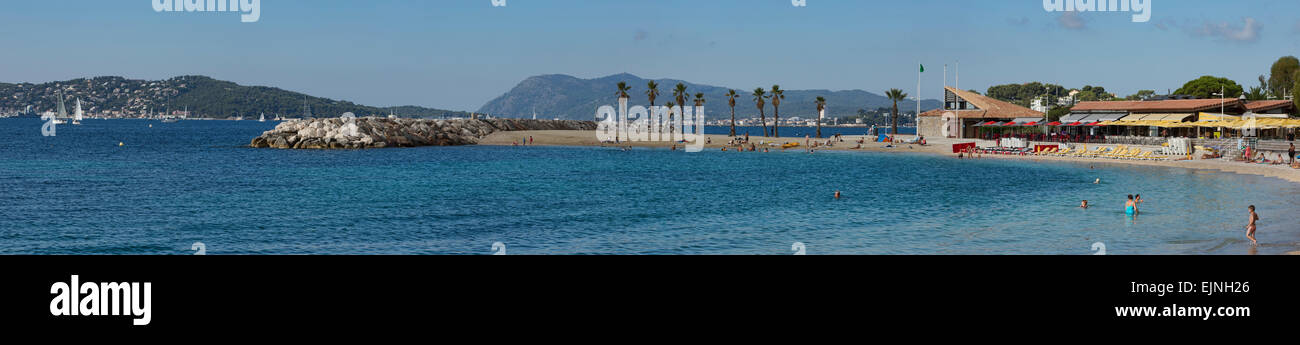 Toulon, France plage de baignade et cafe panorama 5927 Banque D'Images