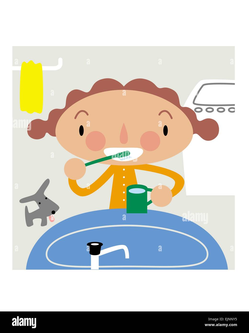 Illustration de brossage Toot Banque D'Images