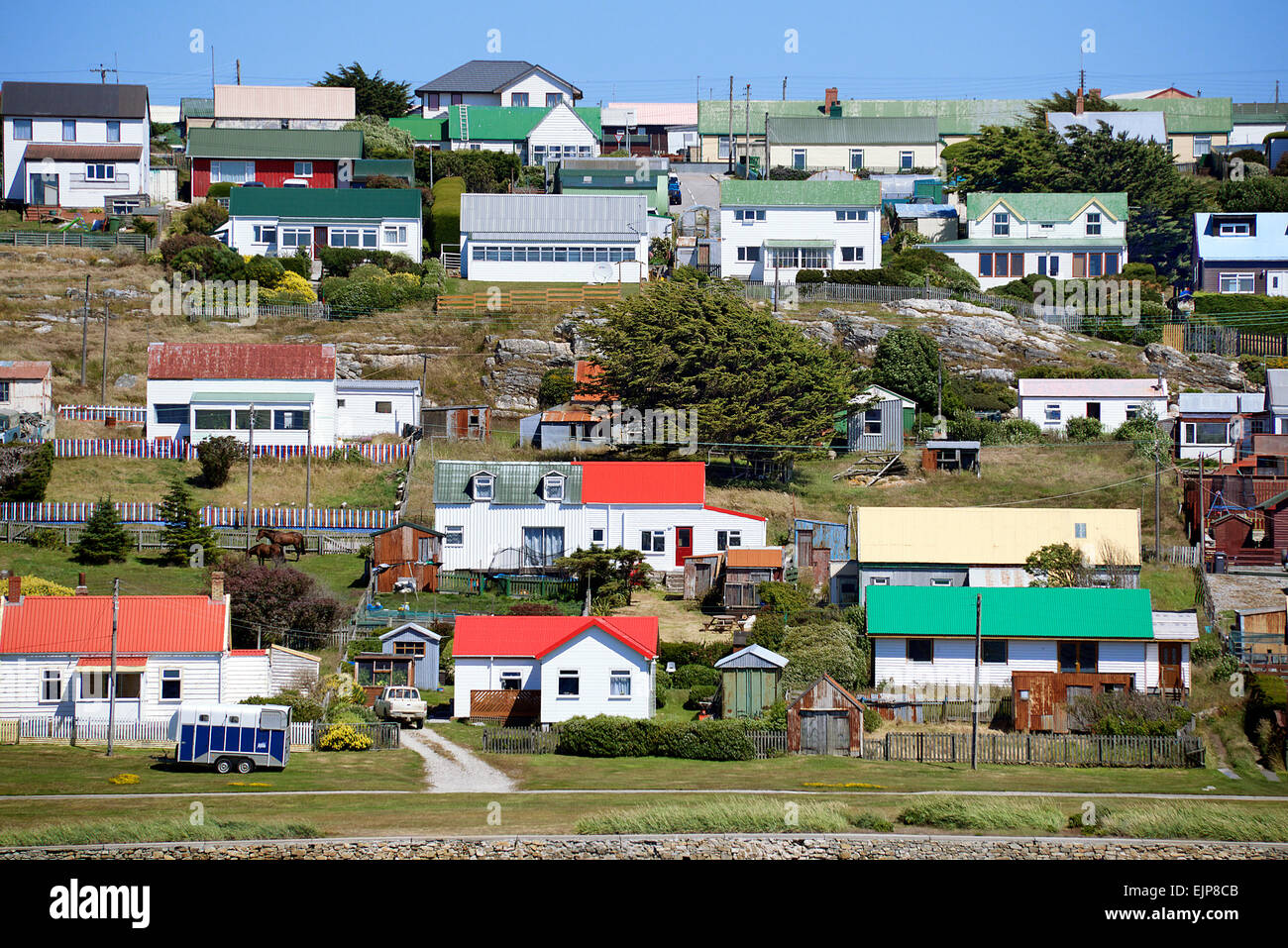 Maisons colorées à Port Stanley Falkland Banque D'Images