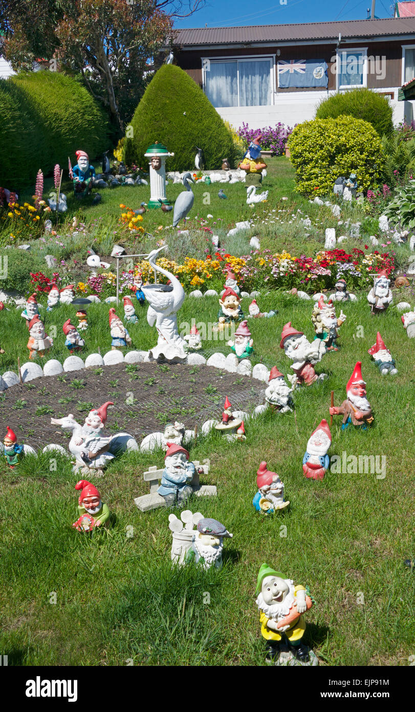 Les gnomes de jardin Stanley Falkland Banque D'Images