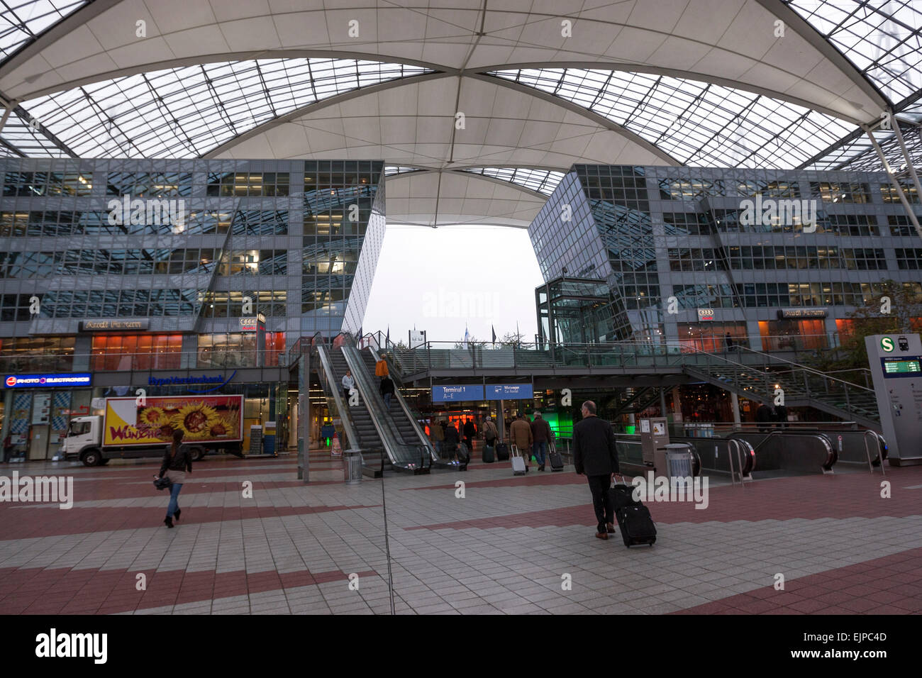 Le Terminal 2 de l'aéroport de Munich Franz Josef Strauß, Banque D'Images