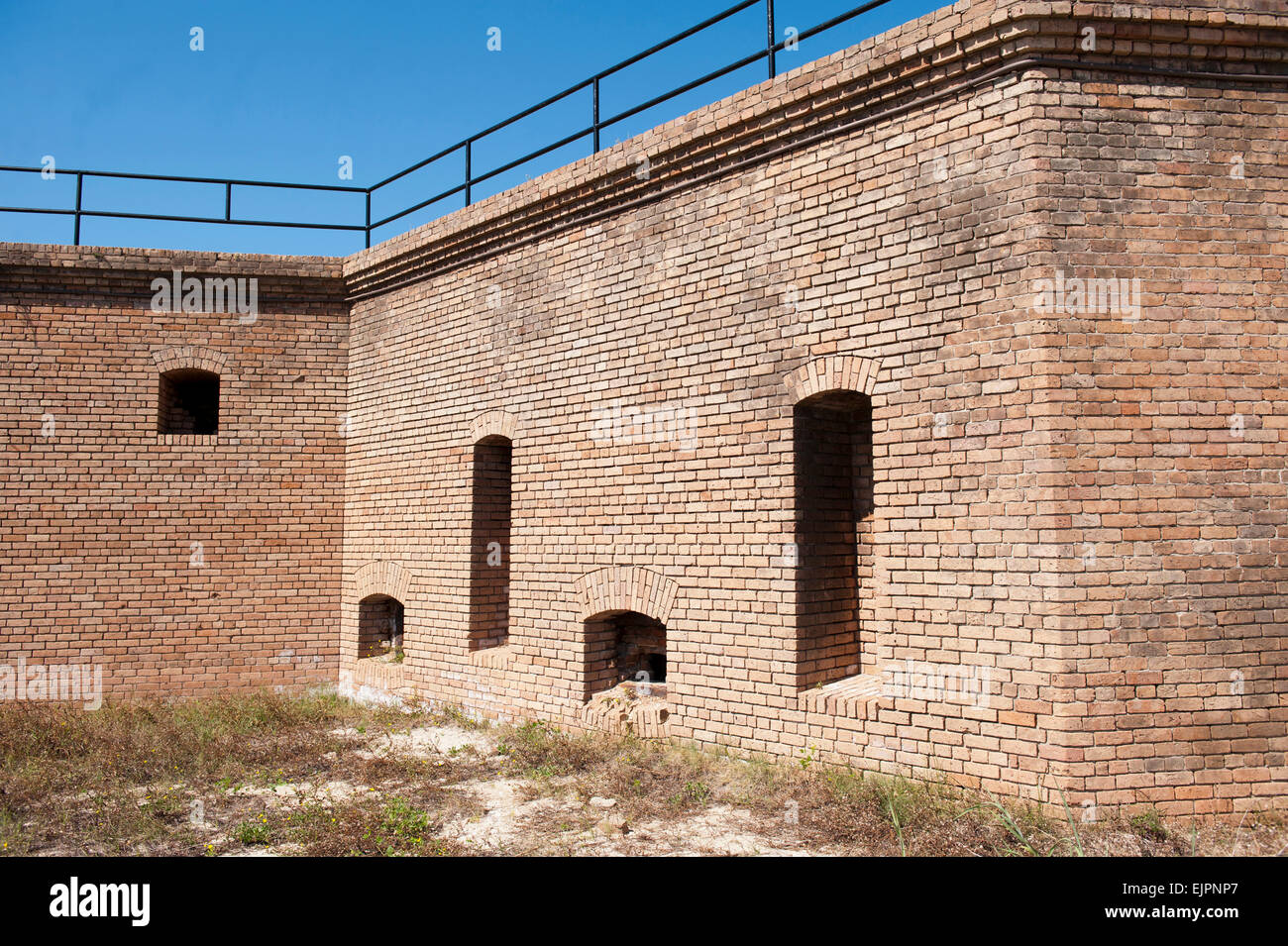 Mur de brique à Fort Gaines militaire historique sur l'Île Dauphin dans la baie de Mobile, Alabama Banque D'Images