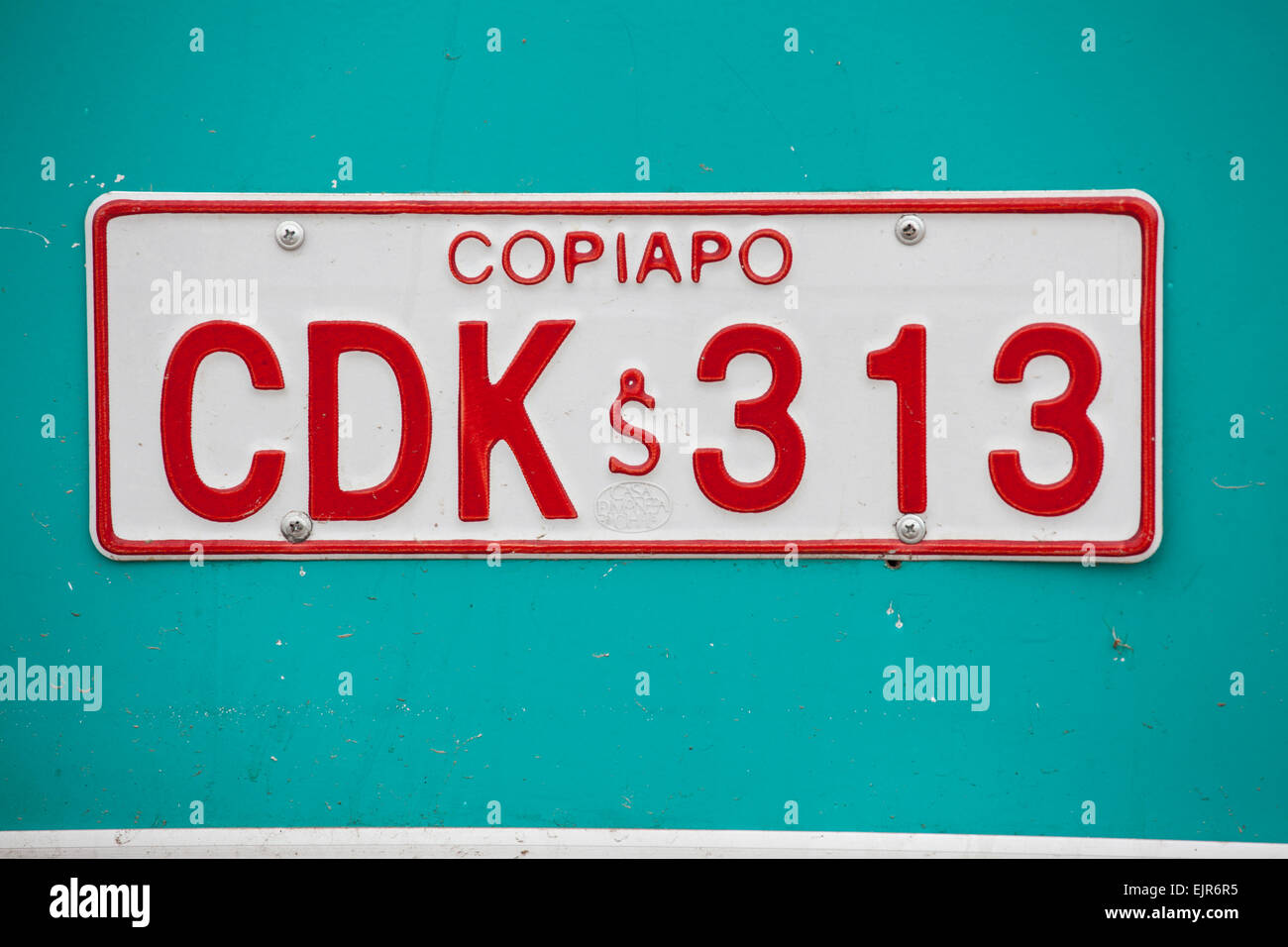 La plaque de numéro de voiture Chili Copiapo Banque D'Images