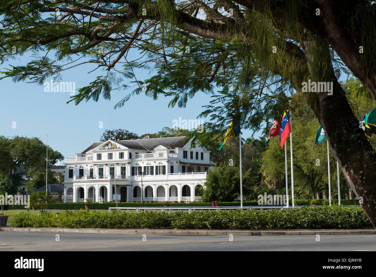 Palais présidentiel sur la place de l'indépendance, Paramaribo, Suriname Banque D'Images