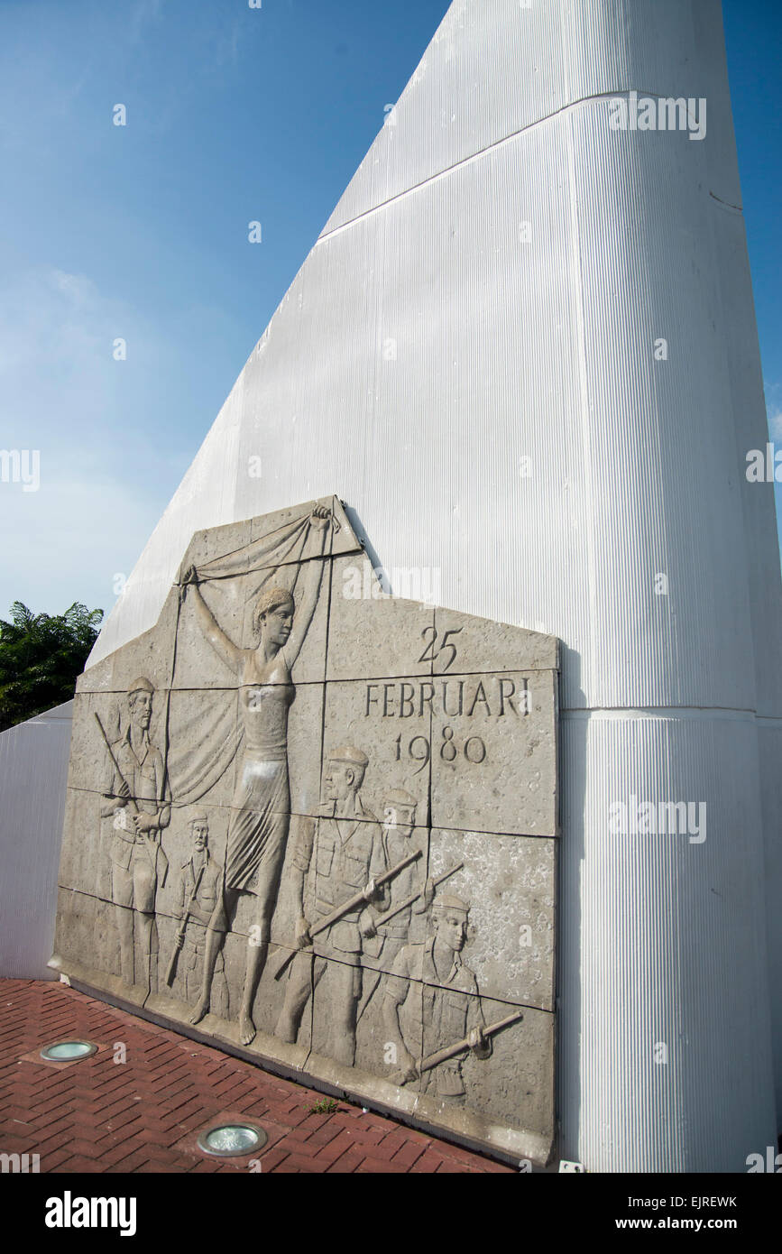 Monument commémoratif de la révolution, à la drapeu de coup d'etat de 1980, 7441, Paramaribo, Suriname Banque D'Images