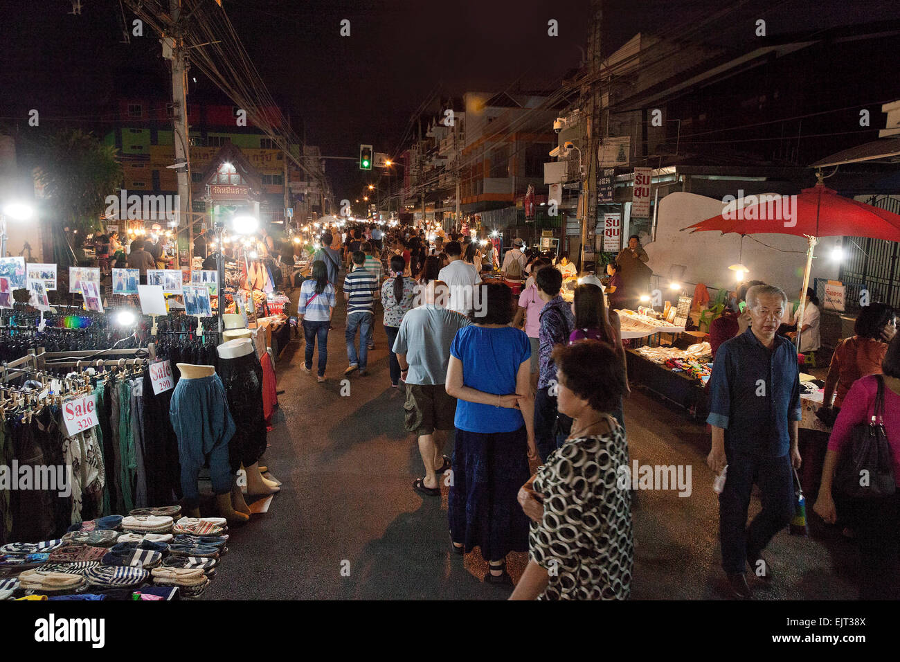 Marché nocturne de Chiang Mai, Thaïlande. Banque D'Images