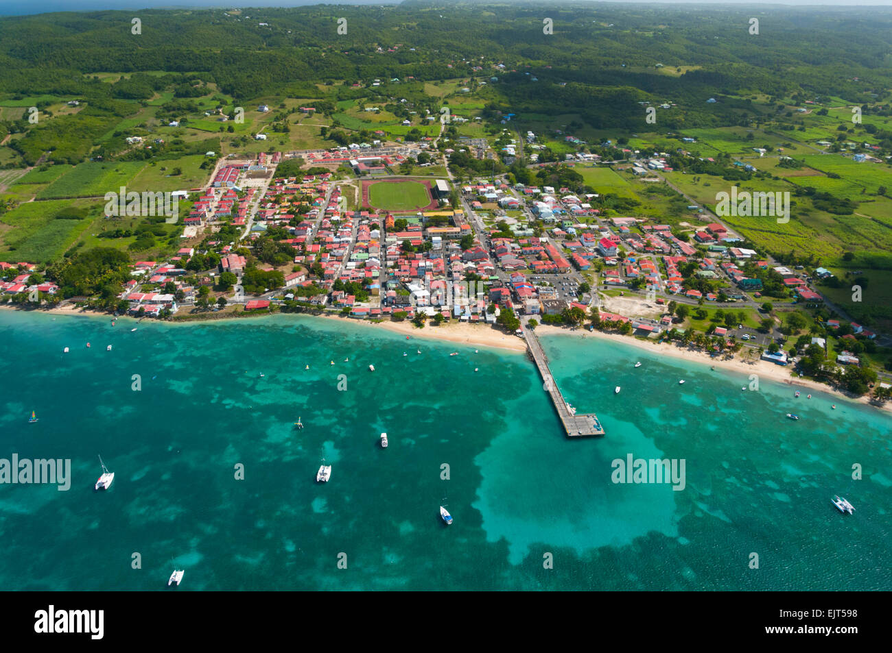La France. Guadeloupe, MarieGalante, l'île Saint Louis ville (vue