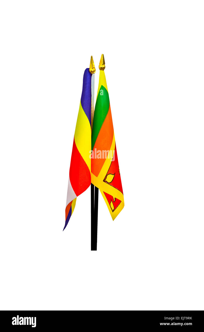 Drapeau national du Sri Lanka et Drapeau bouddhiste Banque D'Images