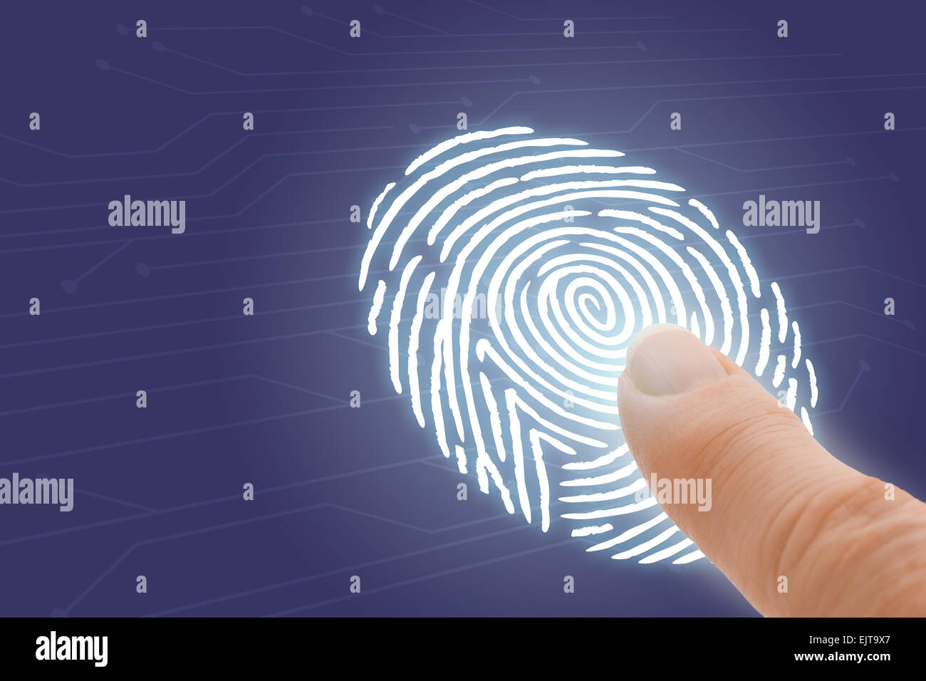 L'identification et la sécurité en ligne avec l'Empreinte du doigt Banque D'Images