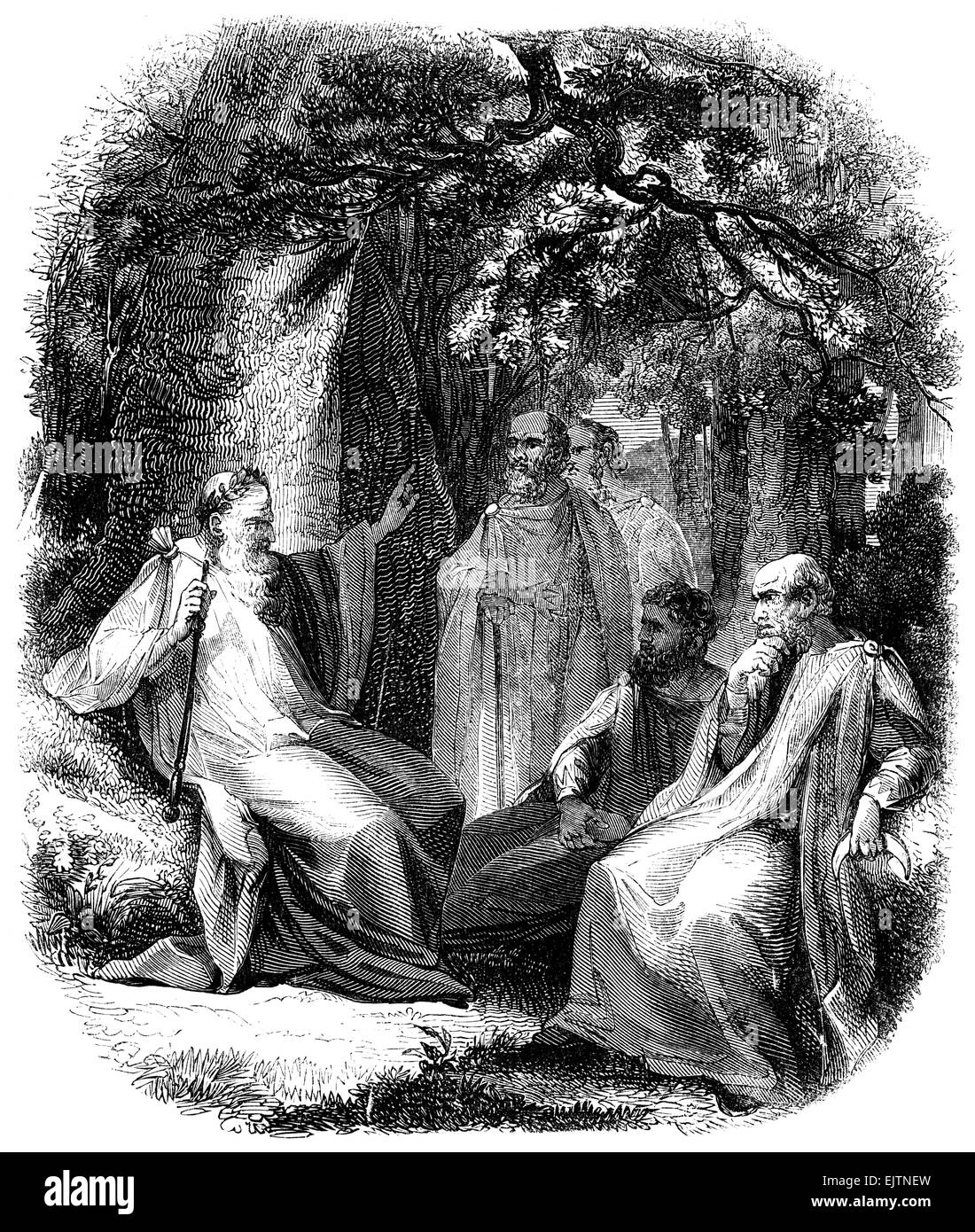 Illustration gravée d'un groupe de druides et Arch-Druids à partir de 1844 Banque D'Images
