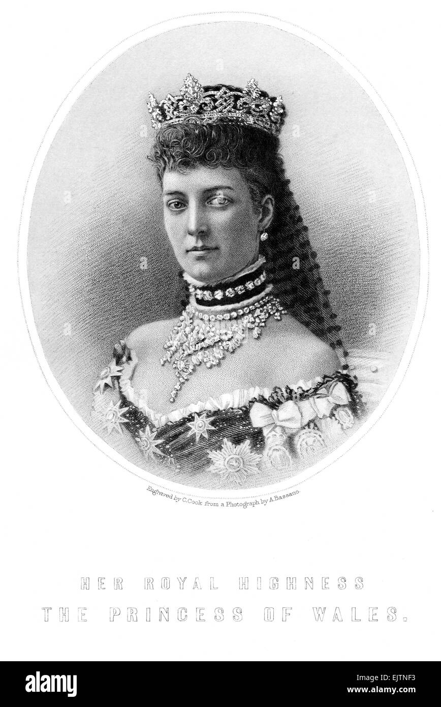 Portrait gravé illustration d'Alexandra, princesse de Galles, 1897 Banque D'Images