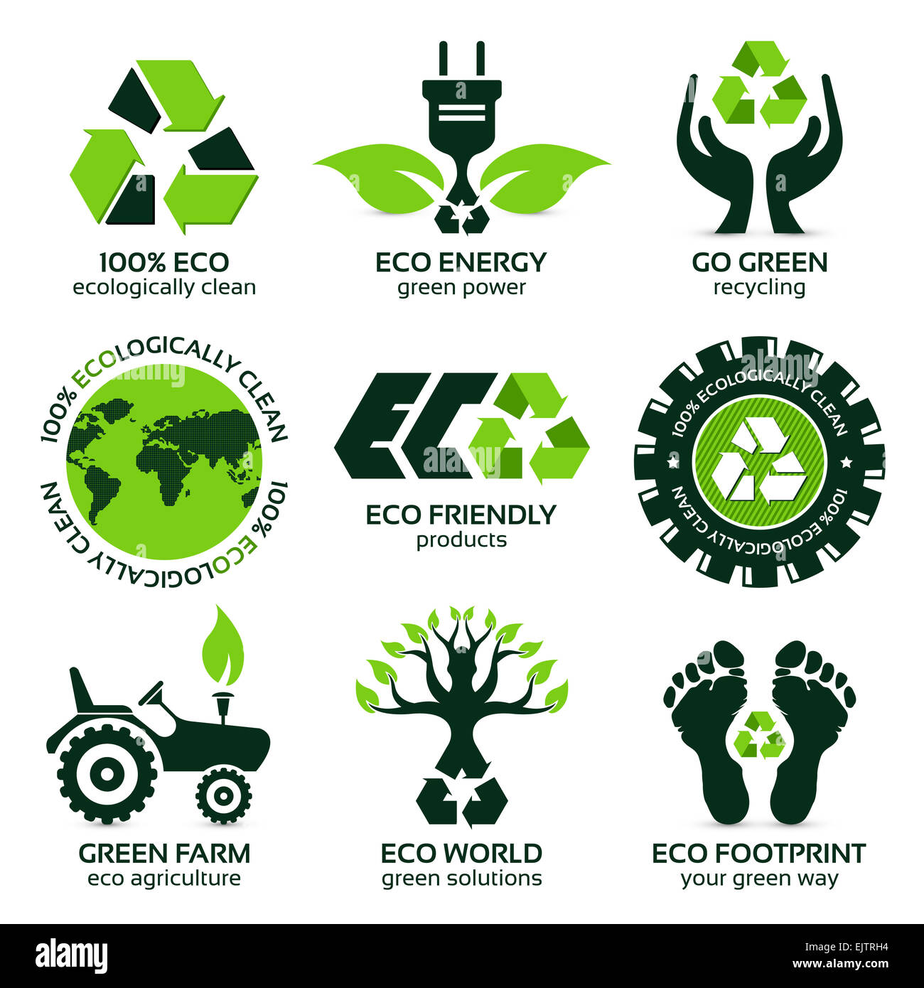 Label écologique et jeu de symboles avec différemment des éléments modernes variées Banque D'Images