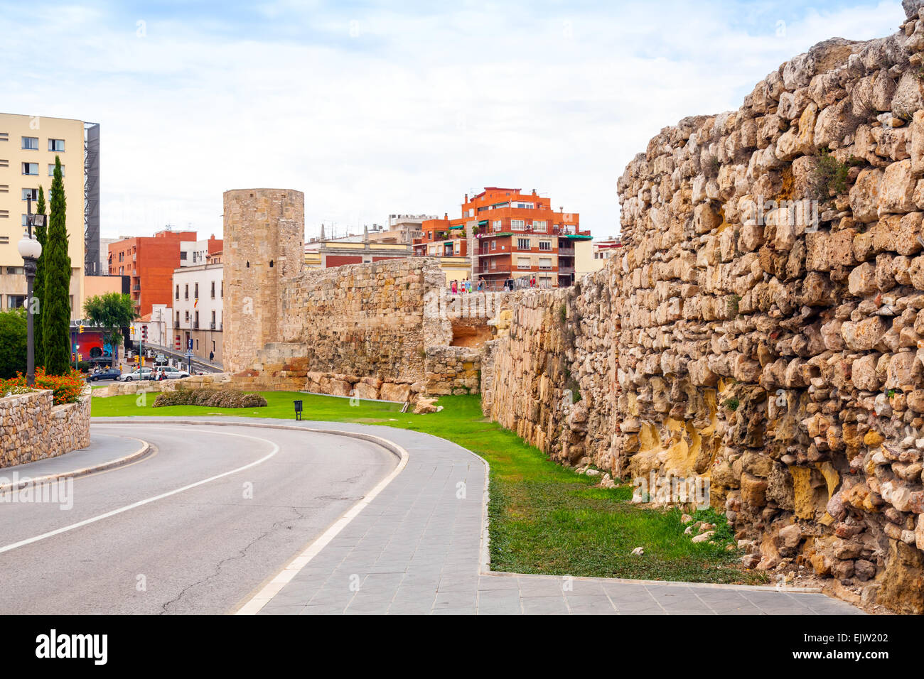 Le cirque romain. La pierre ancienne forteresse en ville de Tarragone, Catalogne, Espagne Banque D'Images