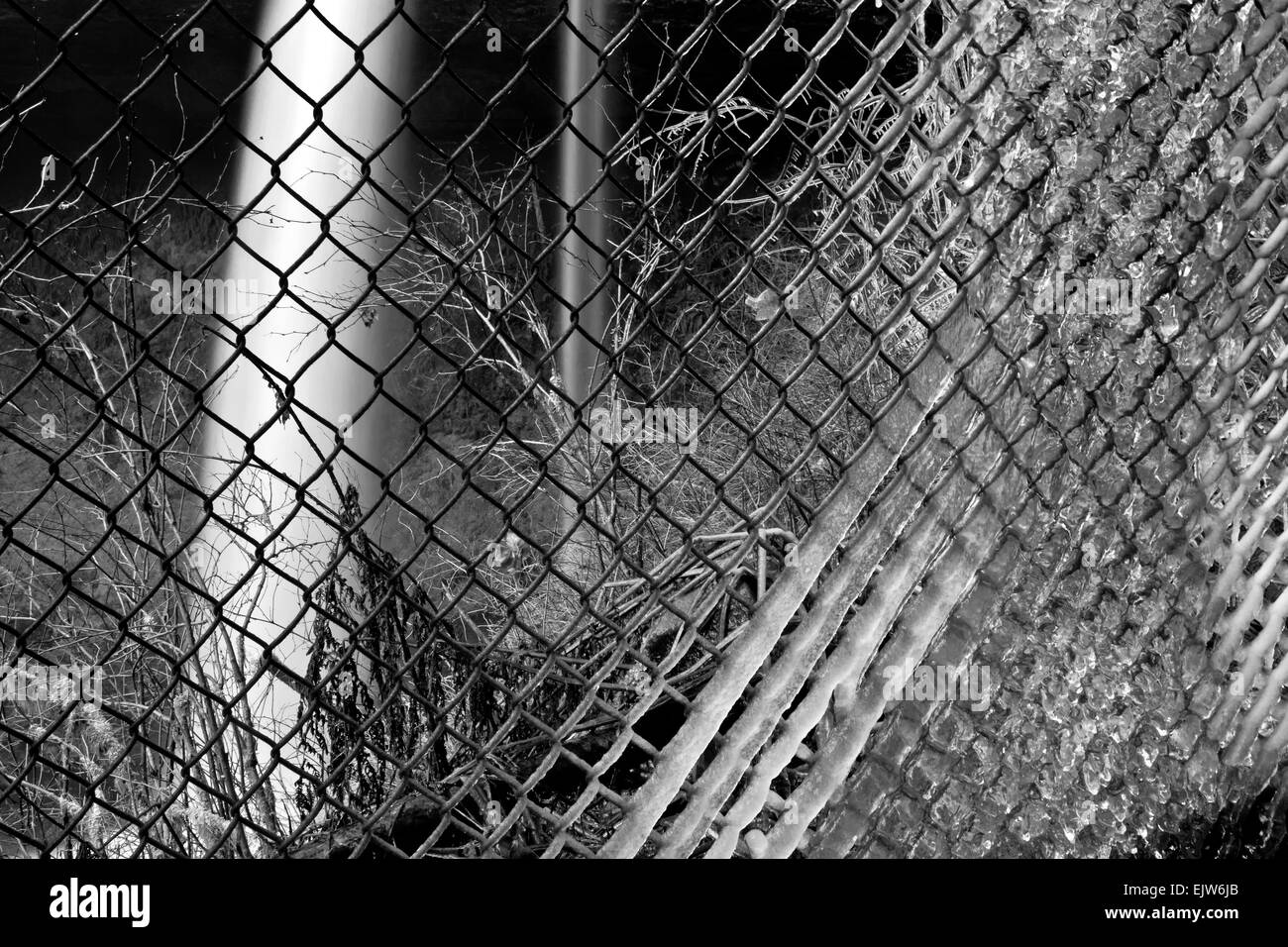 Ou02064-00...OREGON - clôture et couvertes de glace au nord tombe à Silver Falls State Park. Banque D'Images