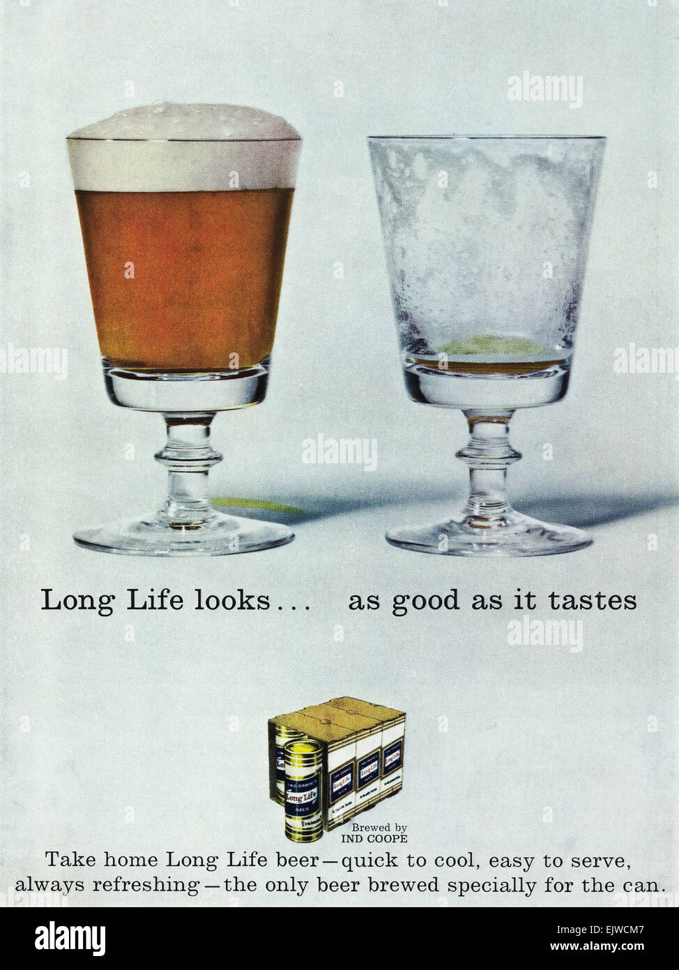 1960 publicité pour le magazine publicité longue vie bière brassée par IND COOPE daté 1964 Banque D'Images