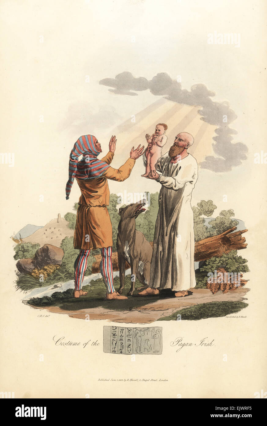 Costume des Irlandais païen dans l'ère post-romaine dans une cérémonie d'initiation dans l'Arkien Helio-religion. Banque D'Images