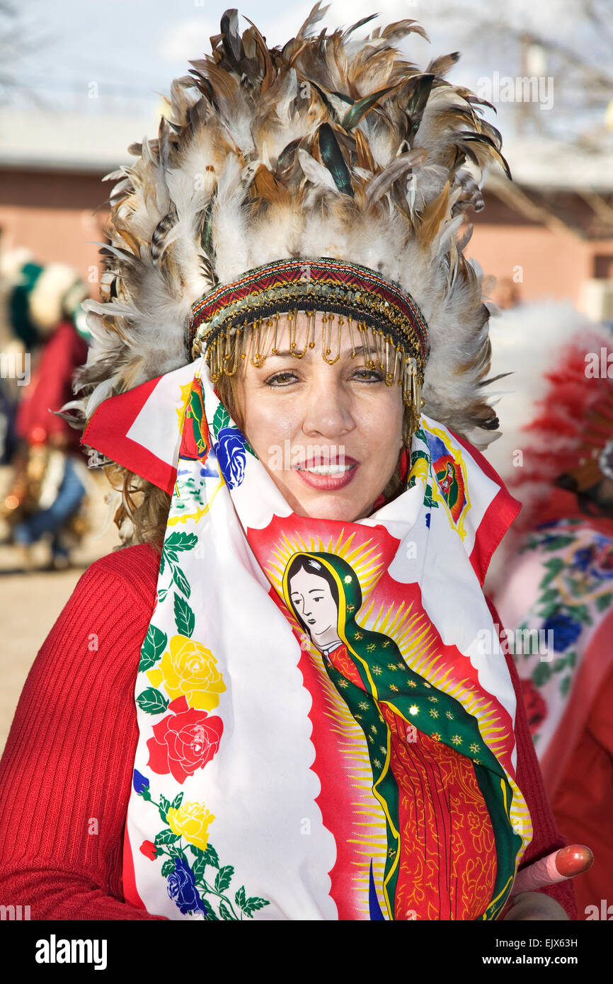 La Guadalupana, ou un danseur, au 2009 Célébration de la Vierge de Guadalupe Fête au village de Tortugas. Banque D'Images
