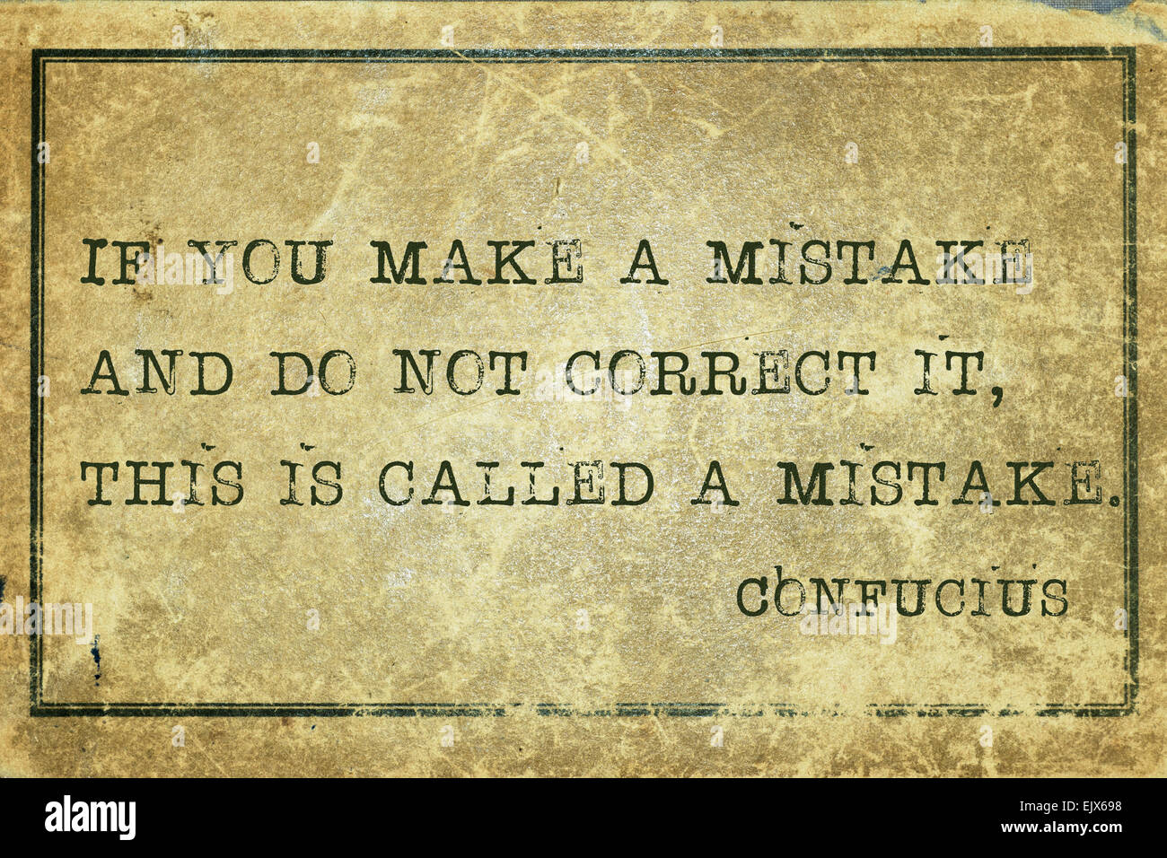 Si vous faites une erreur - ancien philosophe chinois Confucius citation imprimé sur carton vintage grunge Banque D'Images