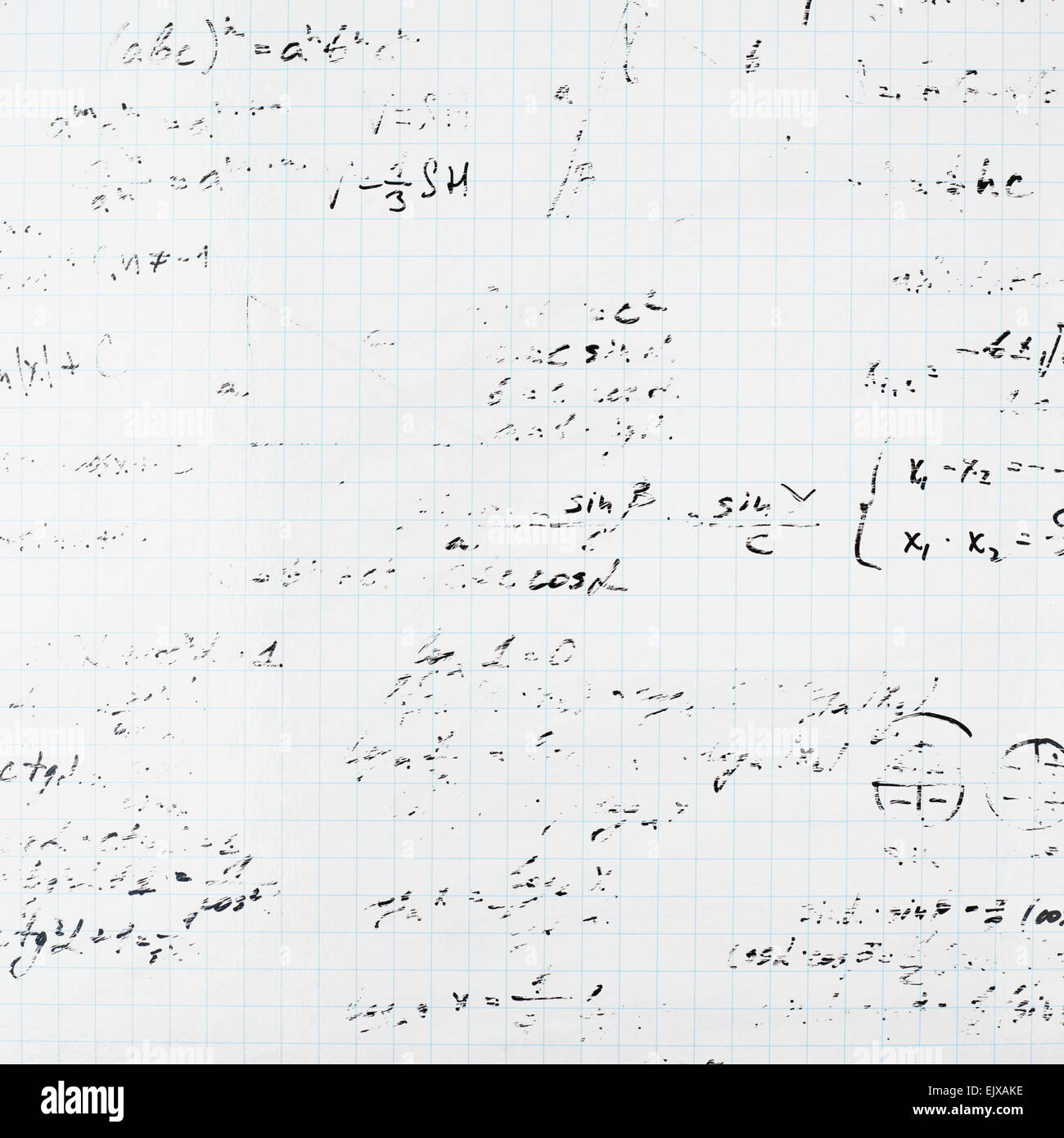 Les équations mathématiques et les formules de trigonométrie Banque D'Images