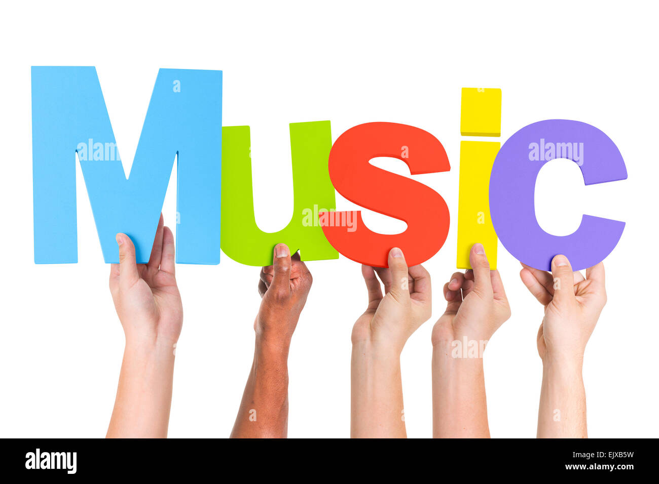 Groupe de musique multi-ethnique mains tenant Banque D'Images