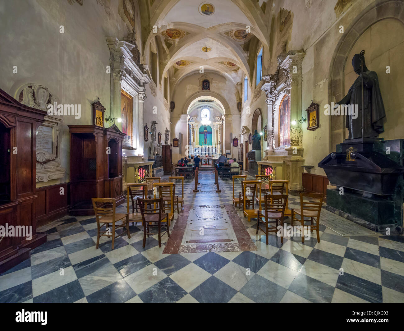 L'Italie, la Sicile, l'intérieur de cathédrale Santa Maria delle Colonne Banque D'Images