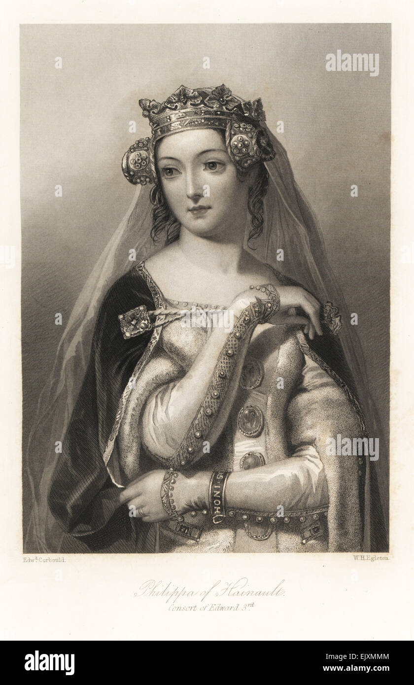 Philippa de Hainaut, épouse du roi Édouard III d'Angleterre. Banque D'Images