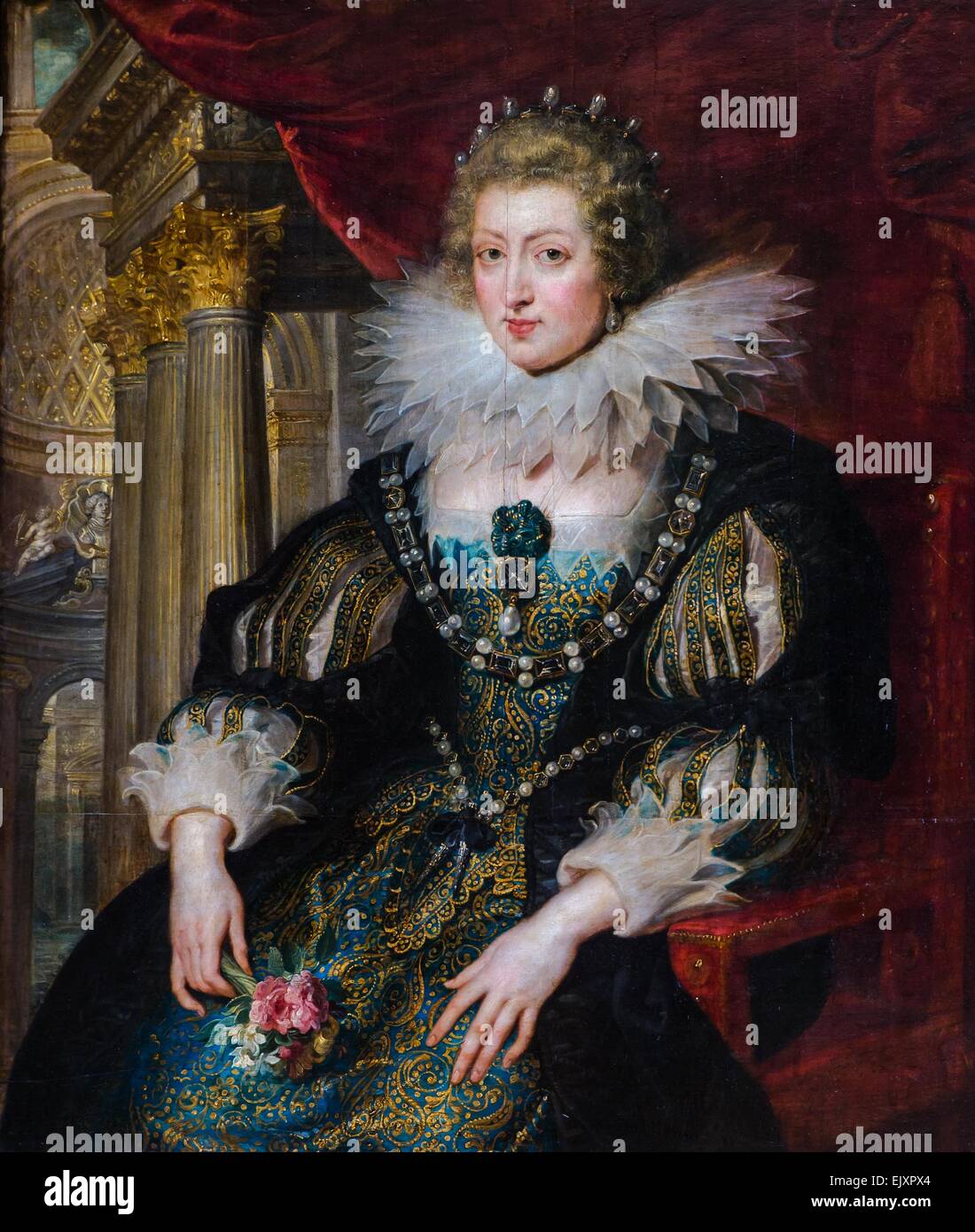 ActiveMuseum 0001957.jpg / Anne d'Autriche, reine consort du roi Louis XIII de France, mère de Louis XIV, ca 1620 - par Rubens Huile sur toile 26/09/2013 - 17e siècle / Collection / Musée actif Banque D'Images