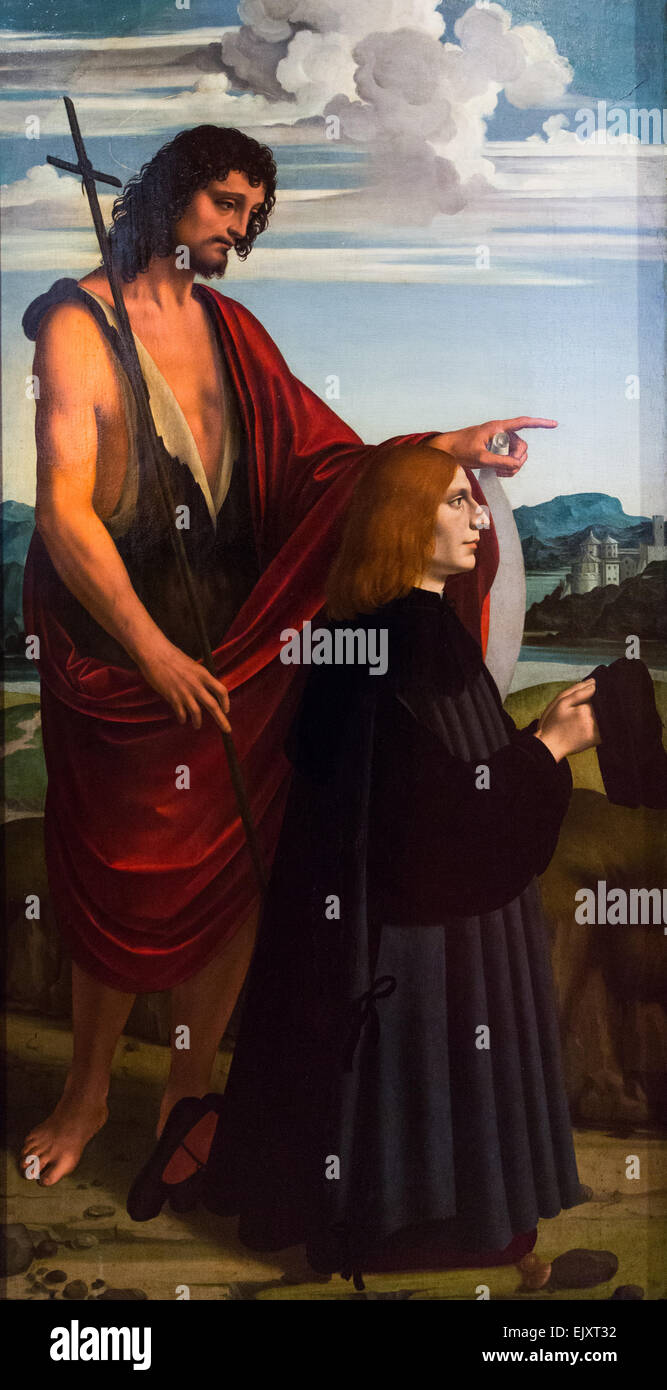 ActiveMuseum 0005717.jpg / St Jean-Baptiste et donateur en six panneaux retable Polyptyque Crespi dit aussi ' ' entre 1490 et 1524 05/12/2013 - 16e siècle / Collection / Musée actif Banque D'Images